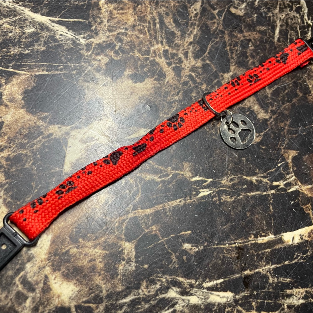 Red and Black Paw Print bracelet or Dog Collar